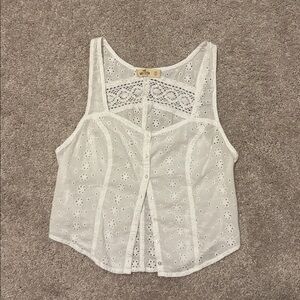 Hollister White Eyelet Crochet-Back Camisole